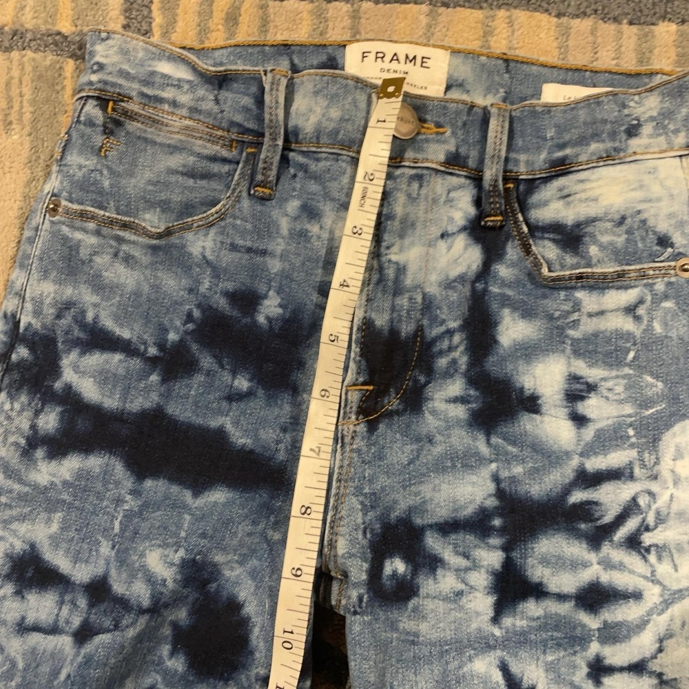 FRAME Le High Skinny Jeans Womens 25 Blue Acid Wash High Rise Raw Hem Ankle - Picture 6 of 9
